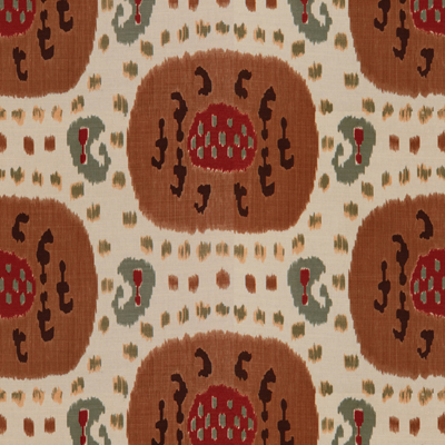 SAMARKAND COTTON AND LINEN PRINT BROWN ON BEIGE-0