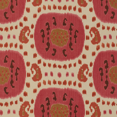 SAMARKAND COTTON AND LINEN PRINT DUSTY ROSE/RUST-0