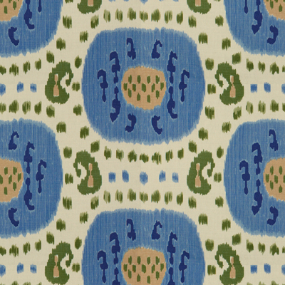 SAMARKAND COTTON AND LINEN PRINT CANTON BLUE/GREEN-0