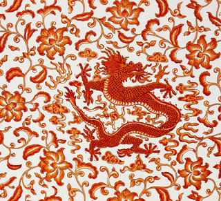 CHI'EN DRAGON LINEN PRINT PERSIMMON-0