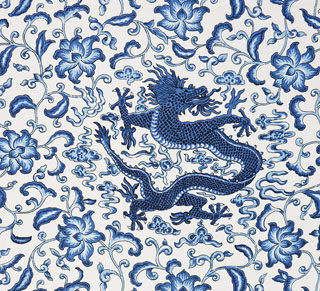 CHI'EN DRAGON LINEN PRINT INDIGO-0