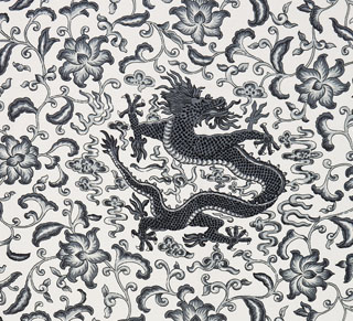 CHI'EN DRAGON LINEN PRINT CHARCOAL-0
