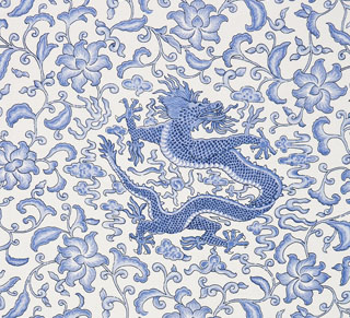 CHI'EN DRAGON LINEN PRINT HYACINTH BLUE-0