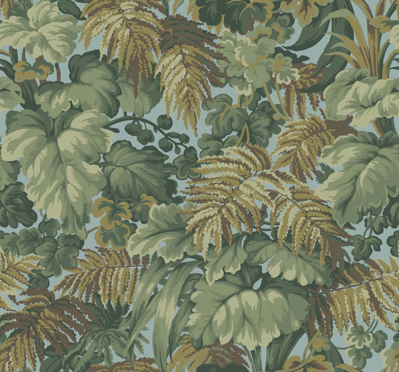 ROYAL FERNERY - KHAKI/PRINT ROOM BLUE