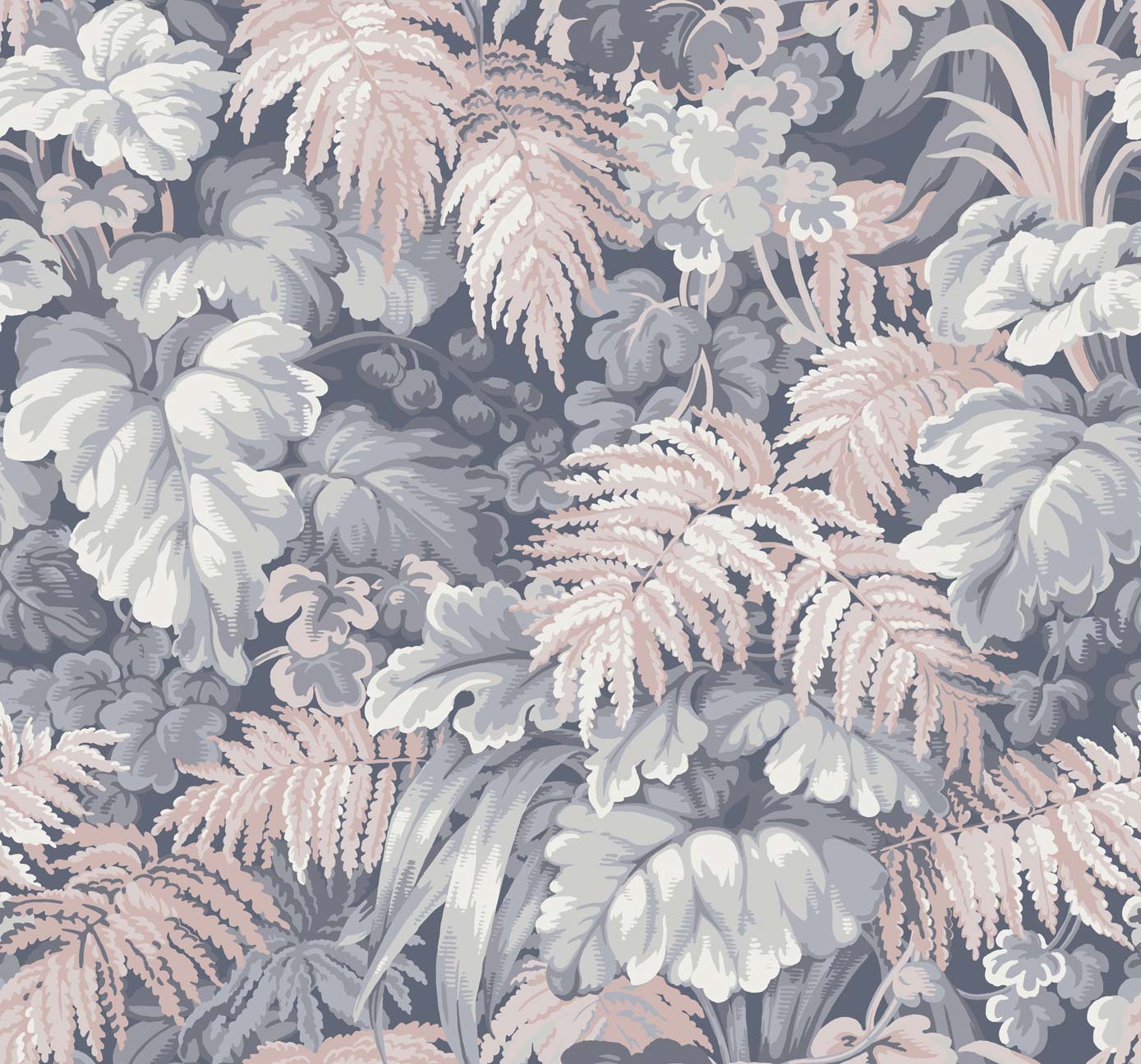 ROYAL FERNERY - SLATE BLUE/BLUSH PINK