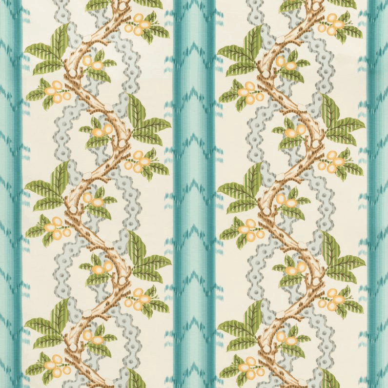 JOSSELIN COTTON AND LINEN PRINT - AQUA/MIST