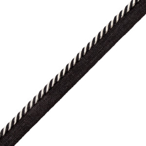 1/4" ANNECY CORD WITH TAPE - EBONY/WHITE