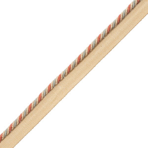 1/4" ANNECY CORD WITH TAPE - BUTTER/SEA FOAM/CORAL