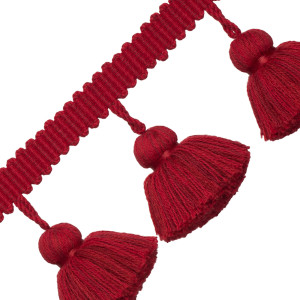 POSITANO JUMBO TASSEL FRINGE - CRIMSON