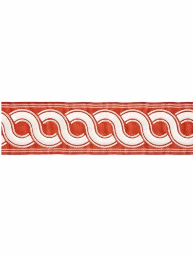 GUILLOCHE EMBROIDERED TAPE - CORAL