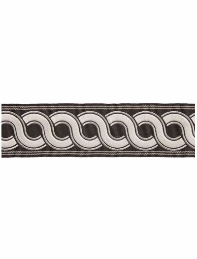 GUILLOCHE EMBROIDERED TAPE - CHARCOAL