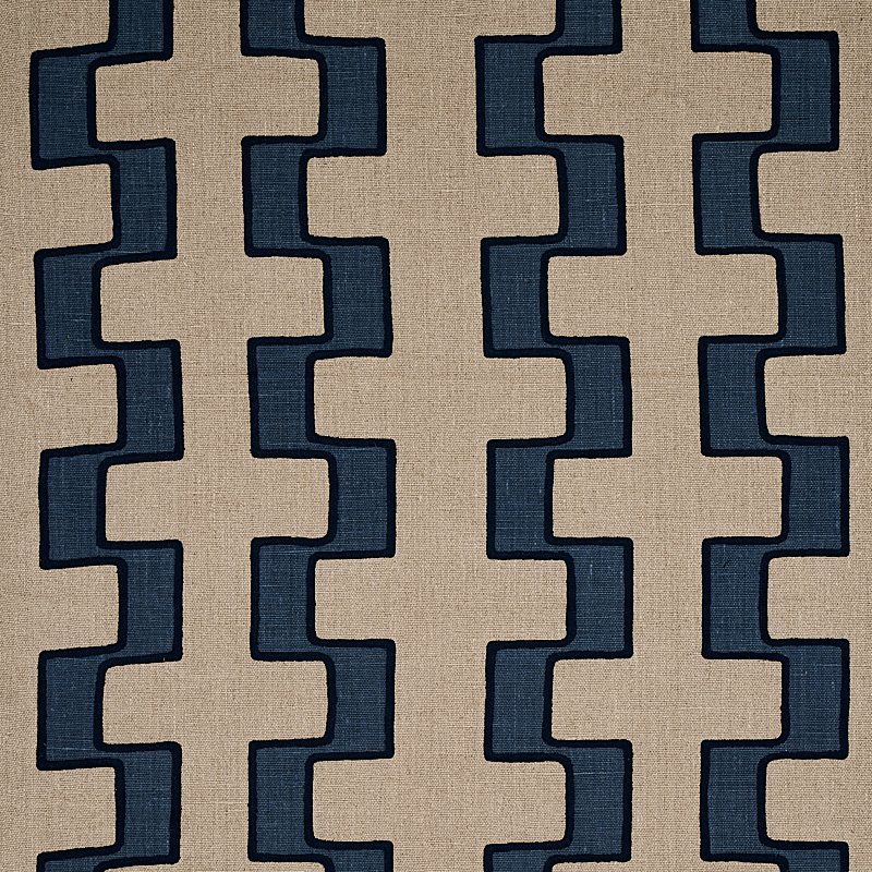DIXON EMBROIDERED PRINT LINEN - BLUE