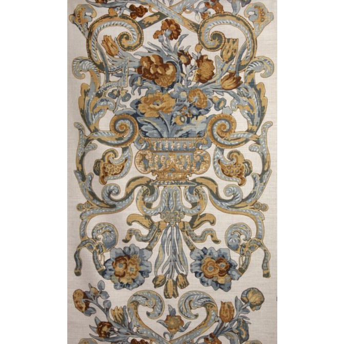 BAROQUE FLORAL CANVAS - MULTI BLUE & OAKWOOD