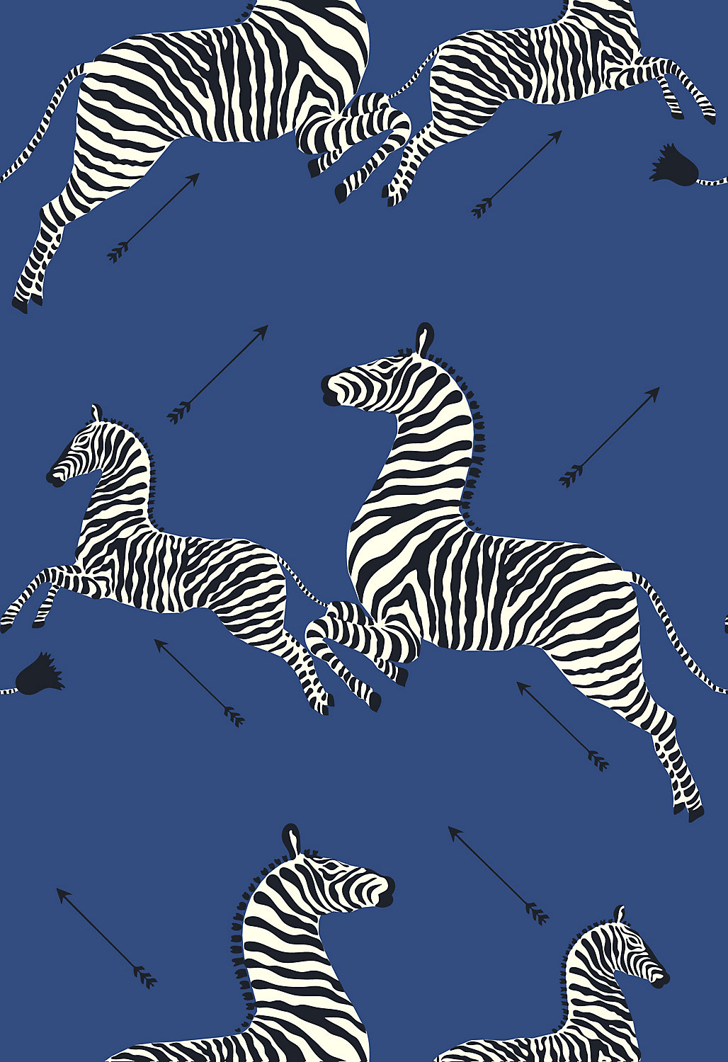 ZEBRAS - DENIM - NUWALLPAPER