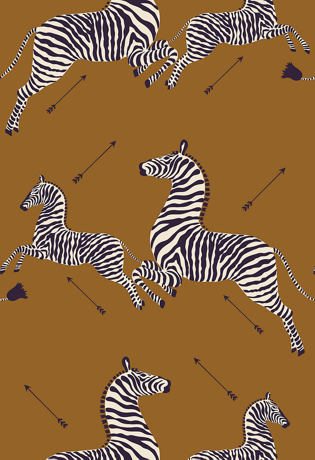 ZEBRAS - SAFARI BROWN - NUWALLPAPER