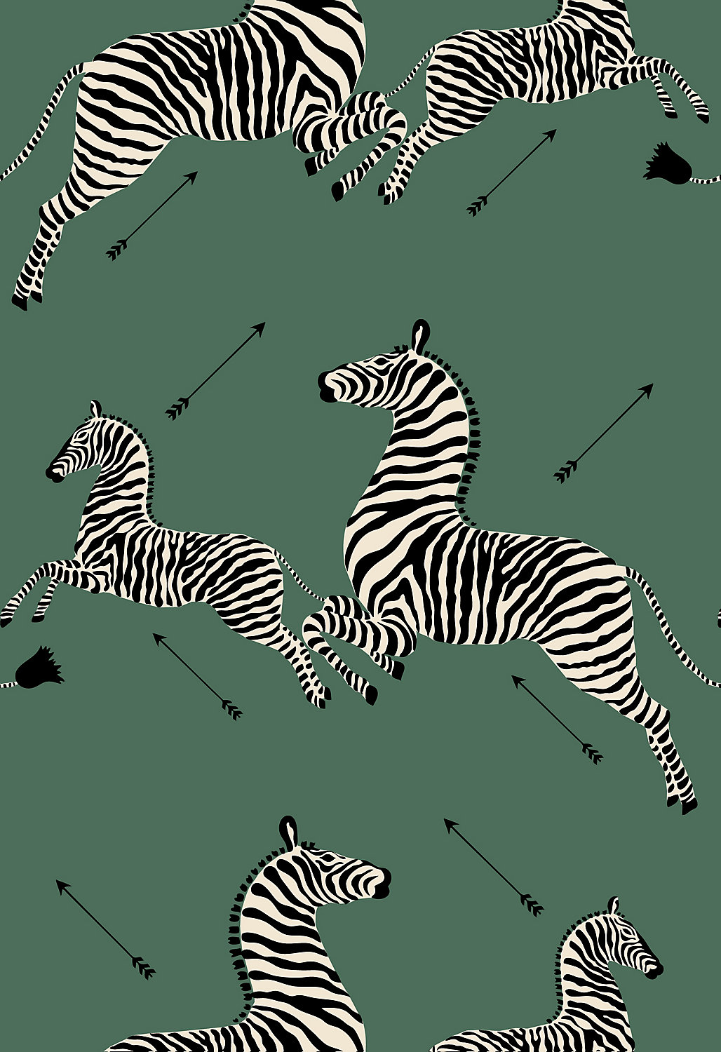 ZEBRAS - SERENGETI GREEN - NUWALLPAPER