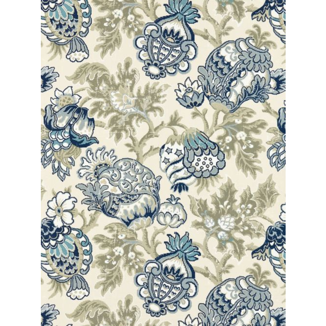 CANTERBURY LINEN PRINT - OYSTER & INDIGO