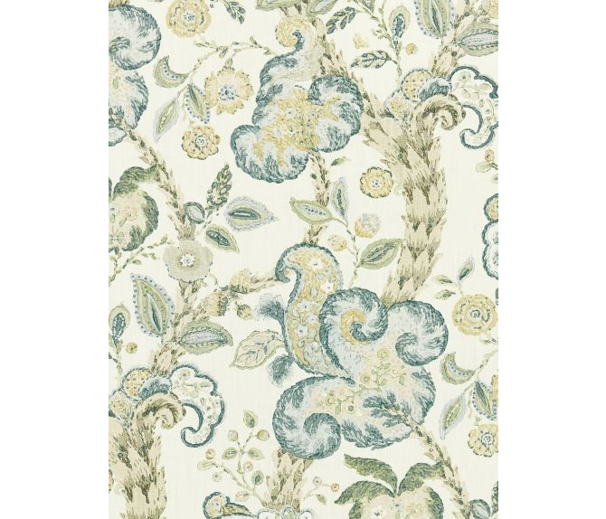 CUMBRIA HAND BLOCK PRINT - AQUAMARINE ON IVORY