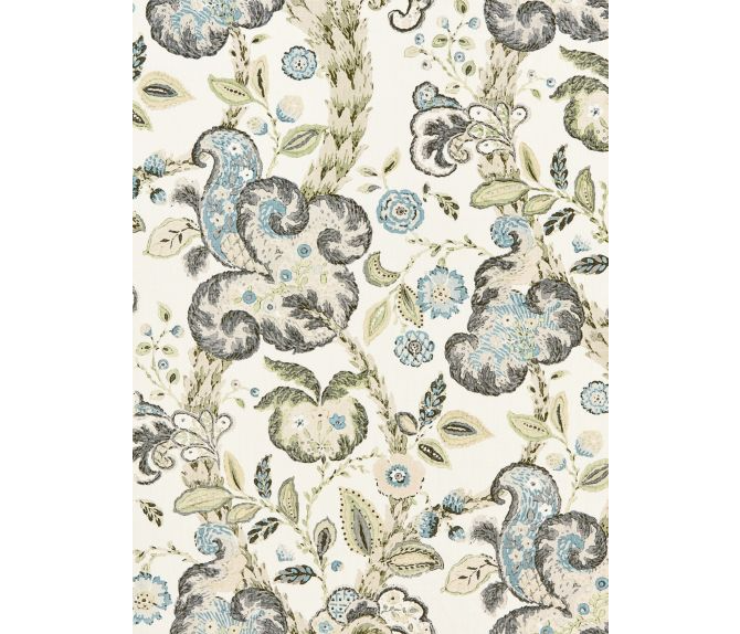 CUMBRIA HAND BLOCK PRINT - SMOKE ON IVORY